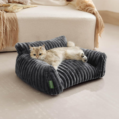 Cute Couch Bed for Pets, Supportive Cat Sofa for Indoor Cats, Small Dog Sofa Bed for Small Dogs, Grey, 24 inches