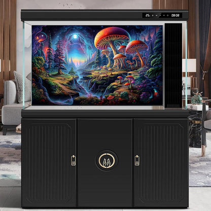 Forest Aquarium Background Fantastic Cartoon Forest Landscape with Mushrooms and Flowers Terrarium Background Fantasy Pine Tree Mysterious Mushroom Theme Fish Tank Backdrop Poster Decor 36x24in