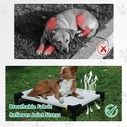 Cooling Elevated Dog Bed Small, Raised Pet Cots Beds for Small Dogs, Dog Hammock Bed with Breathable Mesh & Non Slip Feet, Lifted Outdoor Pet Bed, Grey