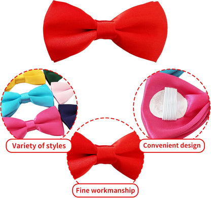 PET SHOW 12 Colors Plain Small Dogs Collar Embellishment Attachment Bow Ties Puppies Cats Collar Charms Accessories Slides Bowties for Birthday Wedding Parties Assorted Pack of 12