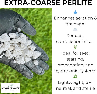 Perlite for Plants, Extra Coarse Grade 4 Horticultural Perlite, Organic Perlite for Gardening Indoor & Outdoor, Made in USA (5 quarts)