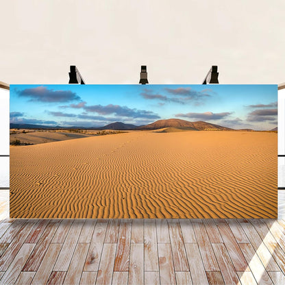 Renaiss 6x3ft Desert Photography Backdrop Golden Ripple Desert Mountain Sand Dunes Blue Sky Gobi Scenery Background Nature Landscape Backgrounds Wilderness Photo Video Shoot Studio Props