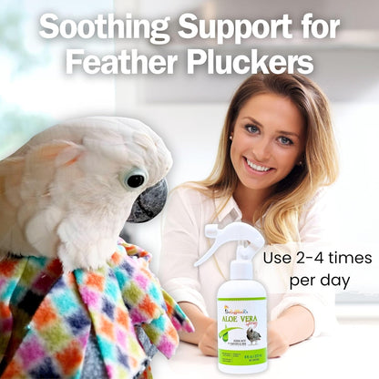 Aloe Vera Bird Spray for All Birds – Soothes Itchy Skin & Feather Plucking – 8oz Odor-Free Mist – Safe if Ingested, Daily Use – Softens Feathers – Natural Formula – Made in USA by UnRuffledRx™