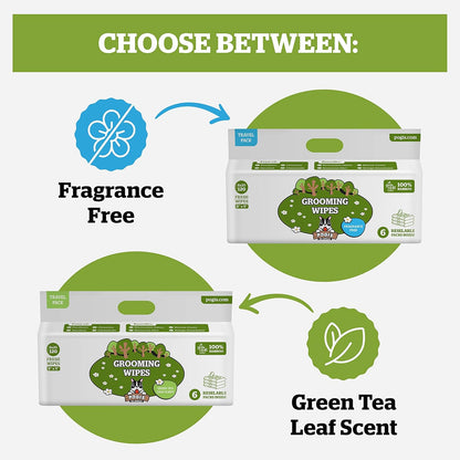 Pogi’s Dog Wipes Travel Packs – Hypoallergenic Pet Wipes for Paws, Body & Butt – Cleaning & Hydrating, Green Tea Scent, 120-Count