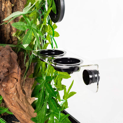 WACOOL Magnetic Reptile Ledge, Acrylic Gecko Feeding Ledge with 6PCS Cups, Reptile Food Water Feeder Dish for Geckos Iguana Chameleon Pets (White)