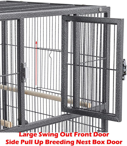 Combo Stacker Center Divided Breeder Breeding Bird Flight Double Rolling Cage for Aviaries Canaries Cockatiels Lovebirds Finches Budgies Small Parrots (BlackVein, One Stacker Without Stand)