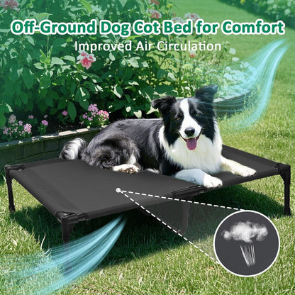 Elevated Dog Beds Large Sized Dogs, Cooling Raised Pet Bed with Frame & Breathable Mesh, Portable Indoor & Outdoor Lifted Dog Hammock Off Ground (L, Black)
