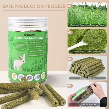 Bissap 76PCS Rabbit Chew Sticks, Mixed Natural Timothy Hay Flower Rose Dahlberg Daisy and Forget-me-not Chew Toys Treats for Bunny Chinchilla Guinea Pig Hamster and Other Small Pets Molar Snacks