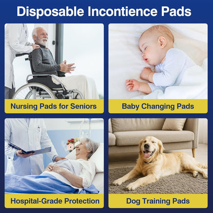 MKISS Bed Pads Disposable 36" x 36" (50 Counts), Large Incontinence Underpads Leakproof Quick Drying Max Absorbent Disposable Pee Pads for Adults, Baby, Puppy, Children, Elderly