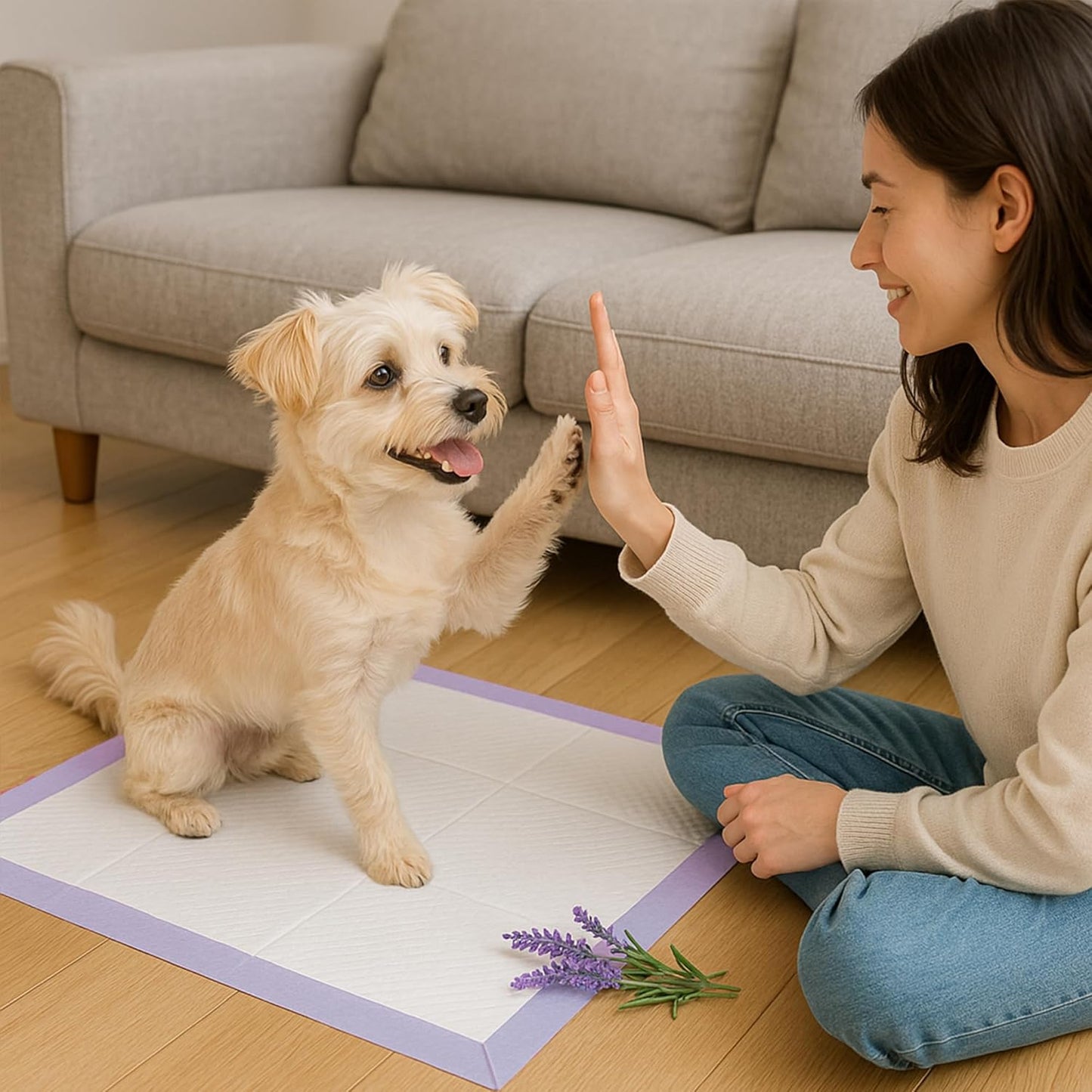 Lavender Scented Puppy Pads 100 Count, Super Absorbent Disposable Pee Pads for Dogs That Neutralize Odor, Wee Wee Pads / Potty Training Pads 22"x22"