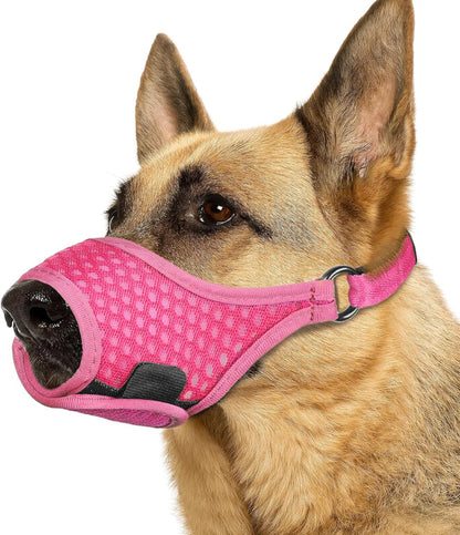 LUCKYPAW Soft Muzzle for Medium Large Sized Dogs Beagle Labrador German Shepherd, Dog Muzzle to Prevent Biting Chewing, Adjustable Breathable Mouth Guard for Grooming Walking Training(Hot Pink, XL)