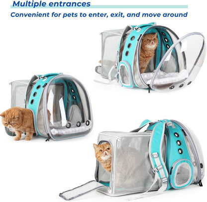 Lollimeow Cat Carrier Backpack, Bubble Dual Expandable Backpack Carrier, Pets and Small Dogs,Airline-Approved, Designed for Travel, Hiking, Walking & Outdoor Use (Dual Expandable-Green)