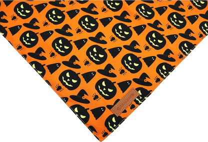 Realeaf Halloween Dog Bandanas 2 Pack, Pumpkin and Spider Web Bibs, Triangle Reversible Fall Pet Scarf, Premium Durable Fabric, Adjustable Fit (Large)