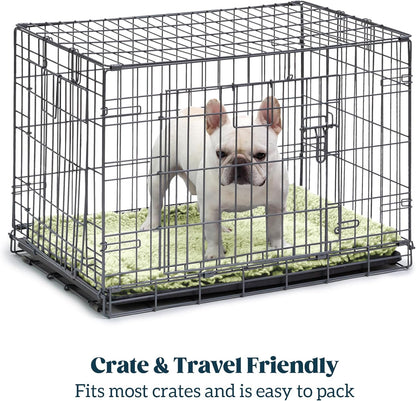 Stoutwool Indestructible Dog Bed - Fluffy Chew Proof Dog Crate Pad - Tough Kennel Pad for Aggressive Chewers - Washable, Ideal for Large Breeds & Fits 36-Inch Crate - 35"x22", Gleam