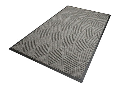 WaterHog Diamond | Commercial-Grade Entrance Mat with Rubber Border – Indoor/Outdoor, Quick Drying, Stain Resistant Door Mat (Medium Grey, 6' x 6')