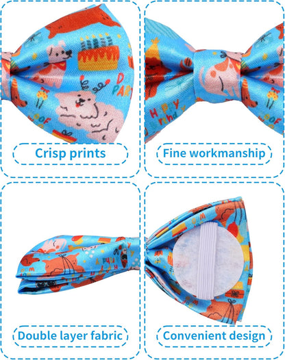 PET SHOW 5 Pack Happy Birthday Small Dog Bow Ties Sliding Collar Attachment Puppies Cats Pet Bowties for Party Balloon Cake Bowknots Collar Charms Grooming Accessories