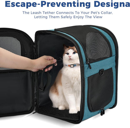 Apollo Walker Dog & Cat Carrier Backpack for 4-15lb Pets - Ventilated Safe Design with Padded Back Support, Breathable Mesh Pet Backpack for Hiking, Travel, Outdoor (Teal)