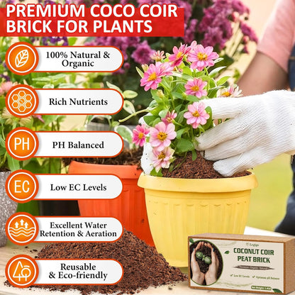 Legigo 8 Pack Coco Coir Bricks (11.2lb), 100% Organic Coconut Coir Fiber Potting Soil for Plants, Compressed Coco Peat Seed Starter, Coconut Husk Potting Mix for Indoor & Outdoor Plants, Gardening