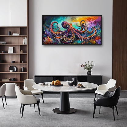 Quorin Octopus Large Wall Art Abstract Colorful Octopus Pictures Sea Ocean Animal Wall Decor Canvas Print Painting Artwork for Bathroom Living Room Bedroom 60L x 30W