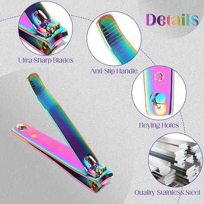 Rocutus 2pcs/Set Portable Nail Scissors Adult Pedicure Nail Clippers Household Small Scissors Foot Manicure Scissors Manicure Tools (Bight Colorful)