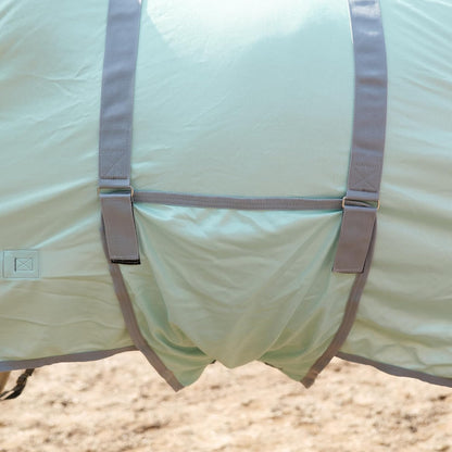 Horse Fly Sheet with Detachable Neck Cover & Belly Wrap, Adjustable Fly Sheet for Horses, Ventilated Airflow Mesh Equine Cooling Summer Flysheet Green 84