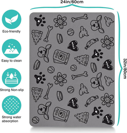 Pet Feeding Mat for Floors Waterproof Dog Mat for Food and Water Absorbent Quick Dry Non Slip mat for Cat Bowls