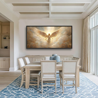 Large Angel Wall Art for Living Room, Framed Oversized Angel Wing Wall Decor Fantasy Sky Clouds Canvas Painting Modern Artwork for Living Room Bathroom Bedroom Office Dining Room 60"x30"