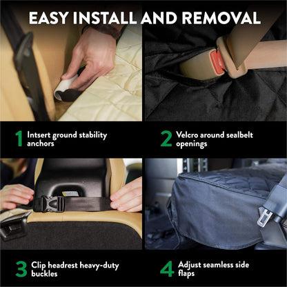 Plush Paws Products Velvet Rear Car Seat Protector w/Hammock | Washable & Waterproof Back Seat Dog Cover for Car, Truck, & SUV | Nonslip, Tear Resistant Pet Seat Cover | X-Large London Grey