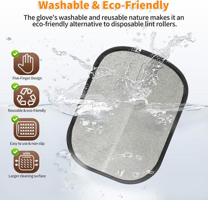 2Pcs Pet Hair Removal Glove for Cats & Dogs, 2025 Newly Upgraded Five-Finger Electrostatic Pet Hair Gloves, Reusable Pet Hair Remover Tool for Couch, Clothing, Car Seat,Carpet