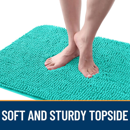 OLANLY Dog Door Mat for Muddy Paws 59x35, Absorbs Moisture and Dirt, Absorbent Non-Slip Washable Doormat, Quick Dry Chenille Mud Mat for Dogs, Entry Indoor Entryway Carpet for Inside Floor, Teal