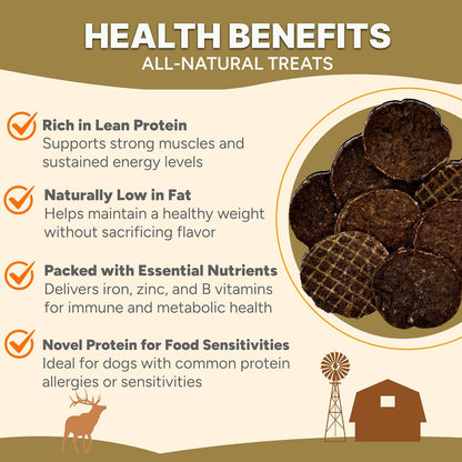 Gaines Family Farmstead Elk Chips for Dogs – 4 oz, Natural Single-Ingredient Dog Treats, High-Protein Rawhide-Free Chews, Healthy Grain-Free Snacks, Made in USA