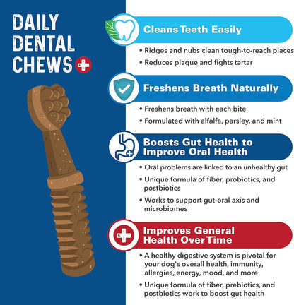 Bernie's Charming Chompers - Daily Dental Chews for Dogs 5-15 Lbs. - 65 Count - Cleans Teeth, Freshens Breath, + Boosts Oral-Gut Microbiome. Easy to Digest, Supports Healthy Digestion Naturally