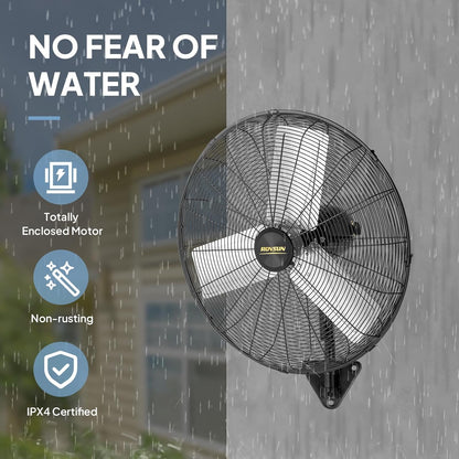 ROVSUN 20 Inch Industrial Wall Mounted Fan, High Velocity Waterproof Wall Mount Fan, Max 4710 CFM, 3-Speed Setting with Aluminum Blade & Dual Ball Bearing Motor, For Garage, Gym, UL Listed