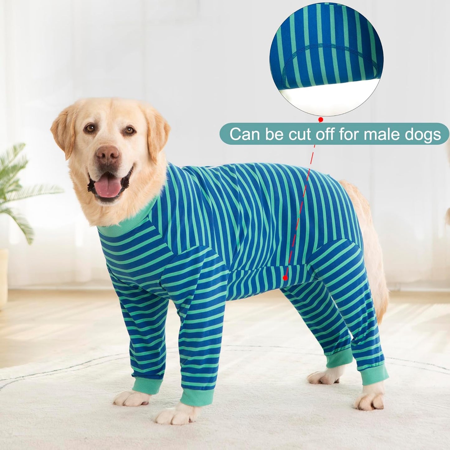 Yeapeeto Dog Onesie Surgery Recovery Suit for Large Medium Bodysuit Dogs Pajamas PJS Full Body for Shedding, Prevent Licking, Wound Protection, Cone Alternative… (Blue Green, 7X-Large (Pack of 1))