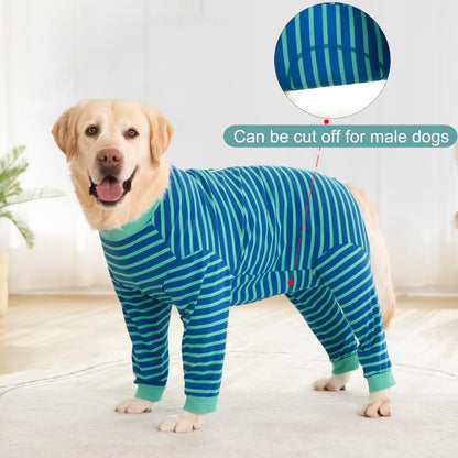 Yeapeeto Dog Onesie Surgery Recovery Suit for Large Medium Bodysuit Dogs Pajamas PJS Full Body for Shedding, Prevent Licking, Wound Protection, Cone Alternative… (Blue Green, 7X-Large (Pack of 1))