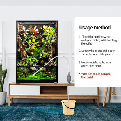 REPTIZOO 67 Gallon Large Reptile Terrarium 24"x18"x 36" Glass Paludarium Tank, Tall Reptile Enclosure Habitat with 10” Deep Base, Siphon Gravel Cleaner Set and Plants Growing Cotton Mat Included