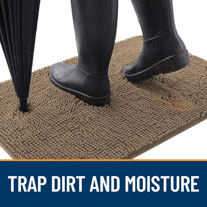 OLANLY Dog Door Mat for Muddy Paws 47x32, Absorbs Moisture and Dirt, Absorbent Non-Slip Washable Doormat, Quick Dry Chenille Mud Mat for Dogs, Entry Indoor Entryway Carpet for Inside Floor, Tan