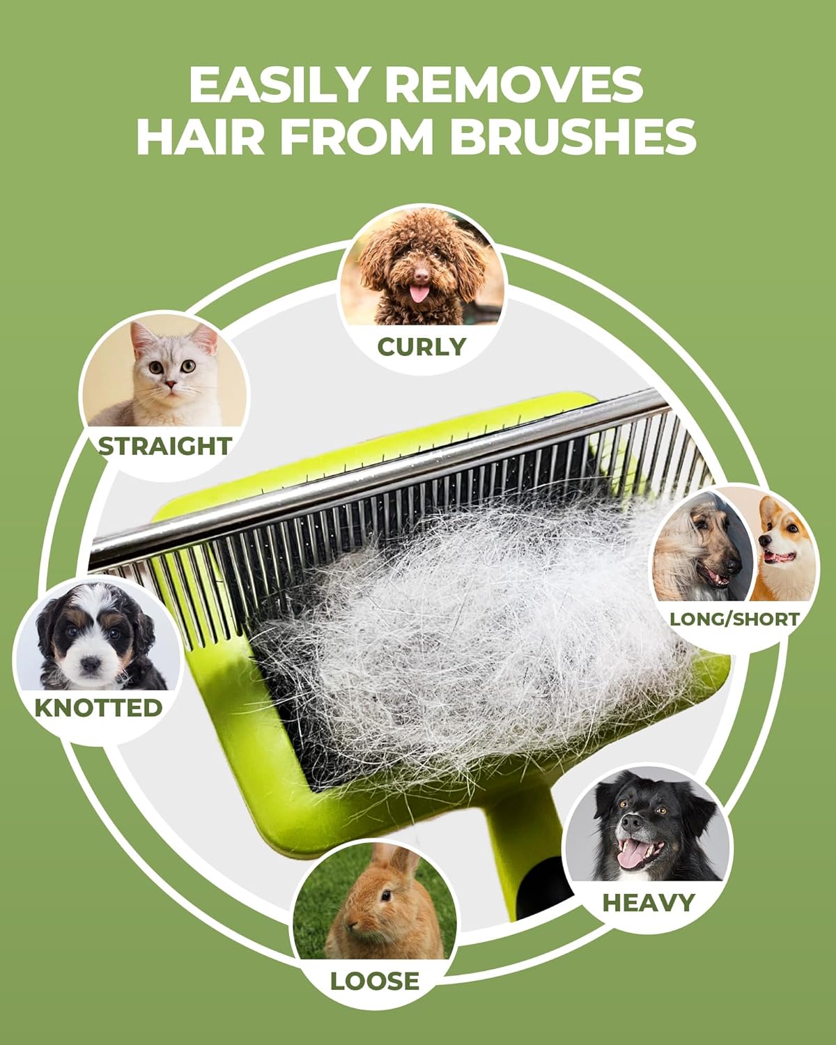 Dog Brush for Shedding Grooming,6 Pack Long-Pin Brush Set for Long Haired Dog Cat Goldendoodles Poodles Doodles Green