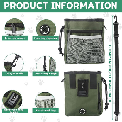 Hillban 12 Pcs Dog Treat Training Pouch Dog Treat Bag with Waist Shoulder Strap Bulk 6 Colors Convenient Pouch 3 Ways to Wear Drawstring Closure Holder for Treats Kibbles