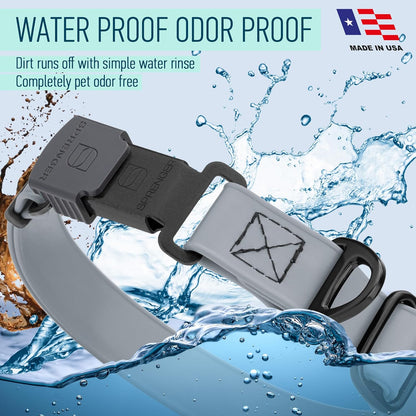 Dogline Biothane Waterproof Dog Collar with Herm Sprenger Black Stainless Steel Quick Release Buckle – Heavy Duty Tactical Durable Collar for Dogs – Comfortable and Safe Pet Collar W3/4" L12-19 Gray