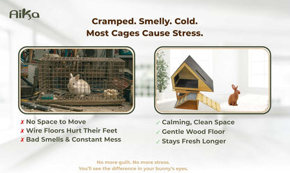 Wooden Rabbit Hideout Castle – Indoor Bunny House & Hut for Rabbits, Guinea Pigs, Chinchillas & Small Pets – Medium Size Habitat – Durable Wooden Rabbit House for Indoor & Outdoor Use