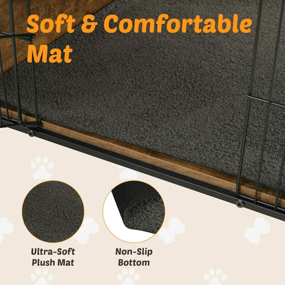 Dog Kennel Furniture, Wooden Dog Crate End Table, Heavy Duty Dog Crate, Decorative Pet Crate Dog Cage for Large Indoor Use (Rustic Brown) 27" L×20" W×23" H