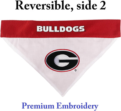 Pets First Collegiate Pet Accessories, Reversible Bandana, Georgia Bulldogs, Large/X-Large,Red/White