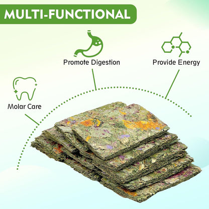 Fhiny 24 PCS Rabbit Timothy Hay Chips Toys, Natural Bunny Molar Treats with Herbal Flowers Rabbit Chew Toys for Teeth Small Animal Snacks for Rats Chinchillas Guinea Pigs Hamsters