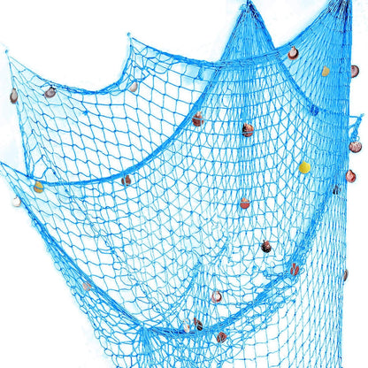 Nature Fish Net Wall Decoration with Shells, Ocean Themed Wall Hangings Fishing Net Party Decor for Pirate Party,Wedding,Photographing Decoration