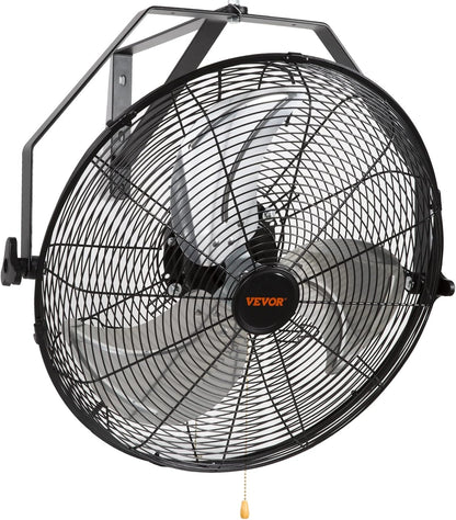 VEVOR 18 Inch Wall Mount Fan, 3-speed IP44 Waterproof, Max. 4150 CFM Wall Mounted Fan for Outdoor, Commercial, Residential, Greenhouse, Workshop, Patio, Black, ETL Listed
