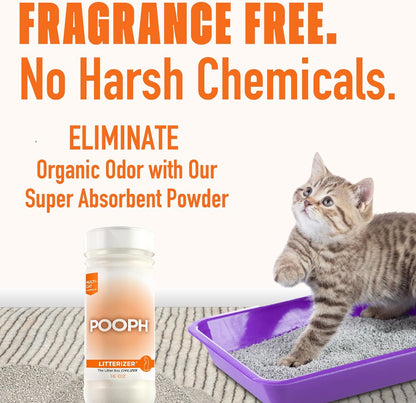 POOPH LITTERIZER – Litter Box Deodorizer – Eliminates Odors Instantly – Helps Reduce Litter Use – Safe & Fragrance-Free – 1 Bottle