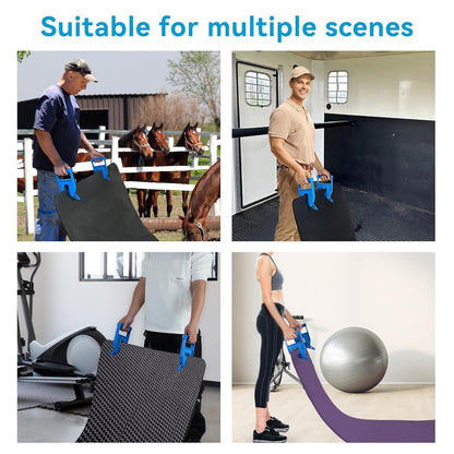 Pair of Mat Movers Tool - Mat Grippers - Heavy Duty Stall Mat Handlers for Horse Mat, Gym Mat, Trailer Mat & Rubber Mats -Ergonomic Mat Puller Perfect for Barn & Home, Durable and Save Time