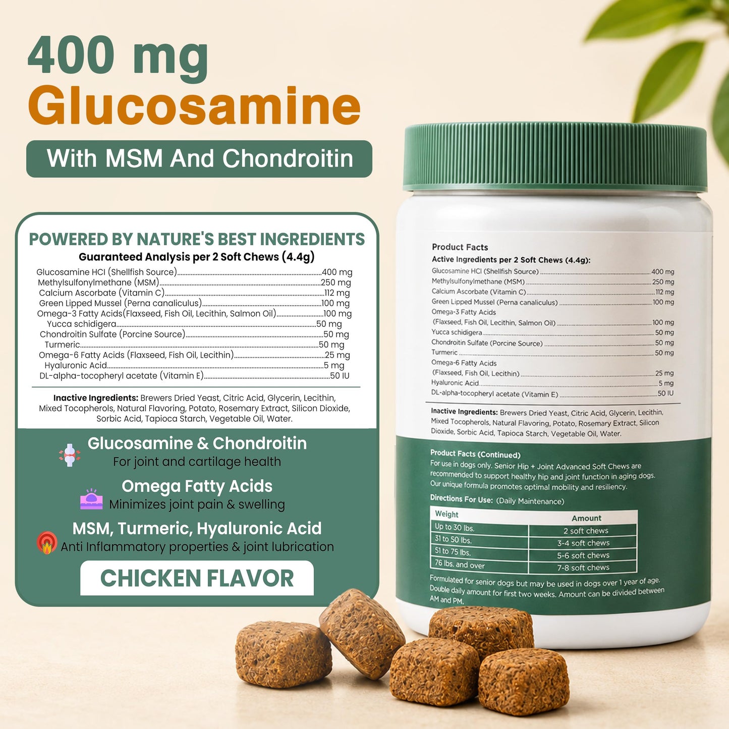 Glucosamine for Senior Dogs Hip and Joint Supplement. Chosen for real quality, fits naturally into