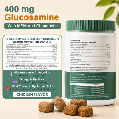 Glucosamine for Senior Dogs Hip and Joint Supplement. Chosen for real quality, fits naturally into
